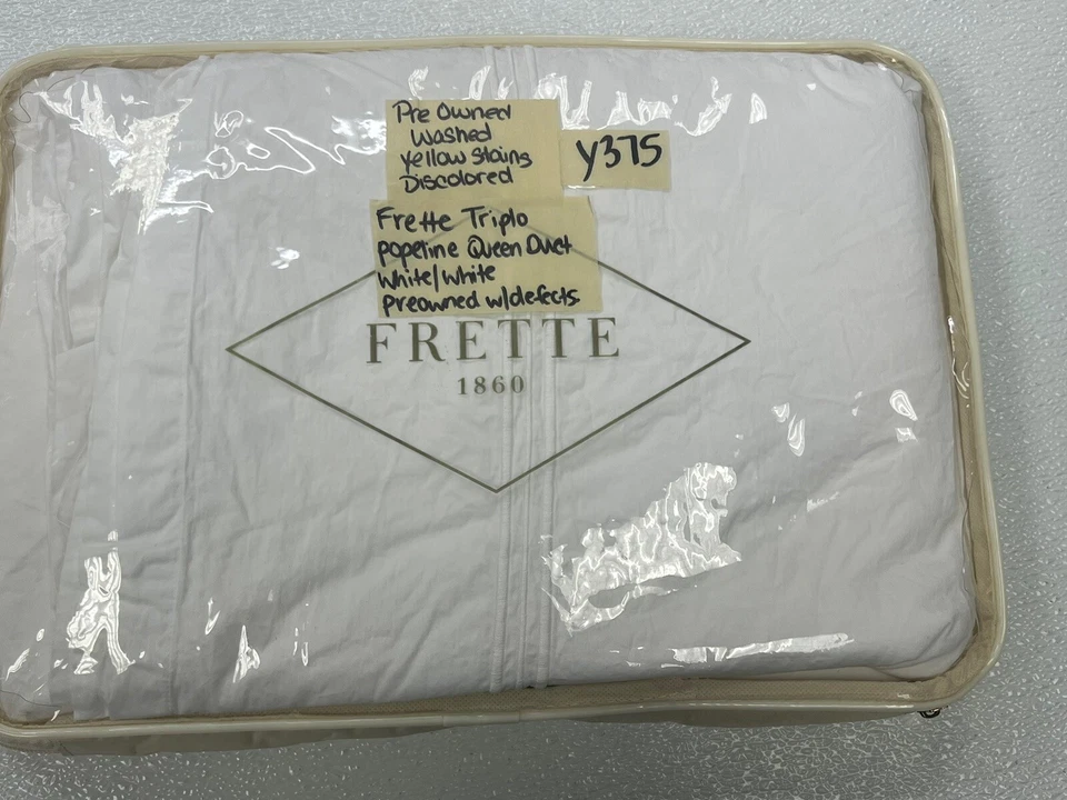 Frette Triplo Popeline Queen Duvet Cover White/White $1,250 Preowned W/defects - Image 3 of 4