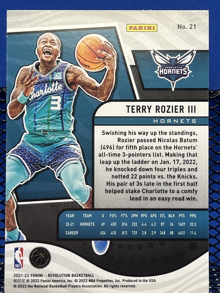 2021-22 Panini Revolution TERRY ROZIER III Base 21 Charlotte Hornets - Image 2 of 2