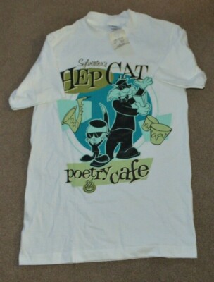 NWT Vtg Sylvester's Hep Cat Poetry Cafe Shirt Small the Cat Tweety Bird 1994