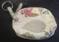 Longaberger Floral Coin/Change Purse With Zipper And Hidden Key Ring
