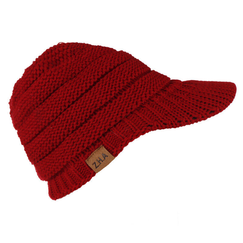Men's Winter Wool Blend Visor Brim Beanie with Bill Knit Baseball Cap Skull Hat Men's Winter Wool Blend Visor Brim Beanie with Bill Knit Baseball Cap Skull Hat