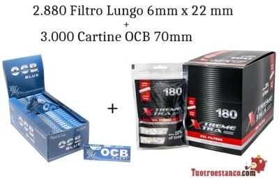 PACK: 1 scatola Filtri x-trem Xtra lungo 22mm * 6mm + 1 OCB Blue 70mm