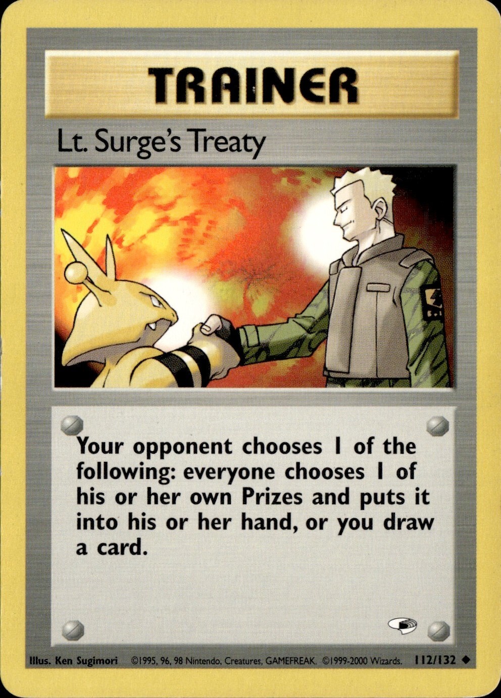 Lt. Surge's Treaty 112/132 Gym Heroes Regular Pokemon TCg WOTC - MP
