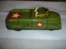 TX ESTATE VTG Courtland 40s 50s Tin Litho US Army Vehicle Friction Toy Car 7"