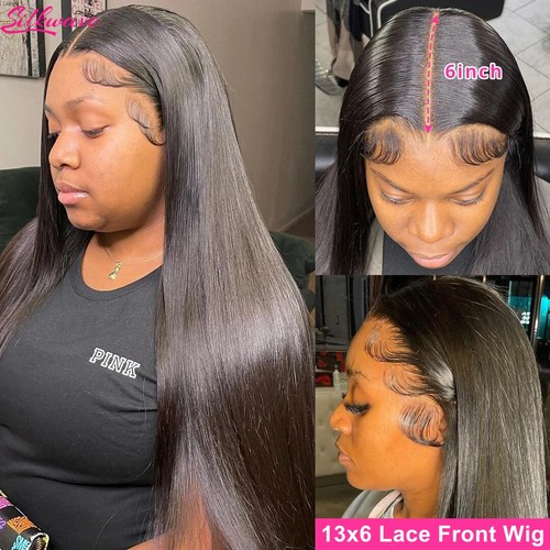 Bone Straight Lace Front Wigs Pre Plucked Transparent HD Lace Frontal Human Hair - Picture 3 of 13