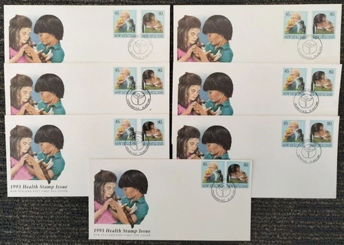 NEW ZEALAND 1993 HEALTH CAMP POSTMARK SET FDC’s (x7) (ID:18/D55387)