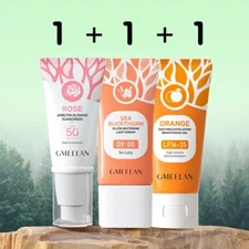 GMEELAN SET Gluta Whitening Cream Exfoliating Gel Bleaching Brightening Sunblock