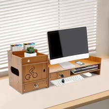 Minimalism Classy Monitor Stand Riser Wood Color Computer Monitor Riser Stand