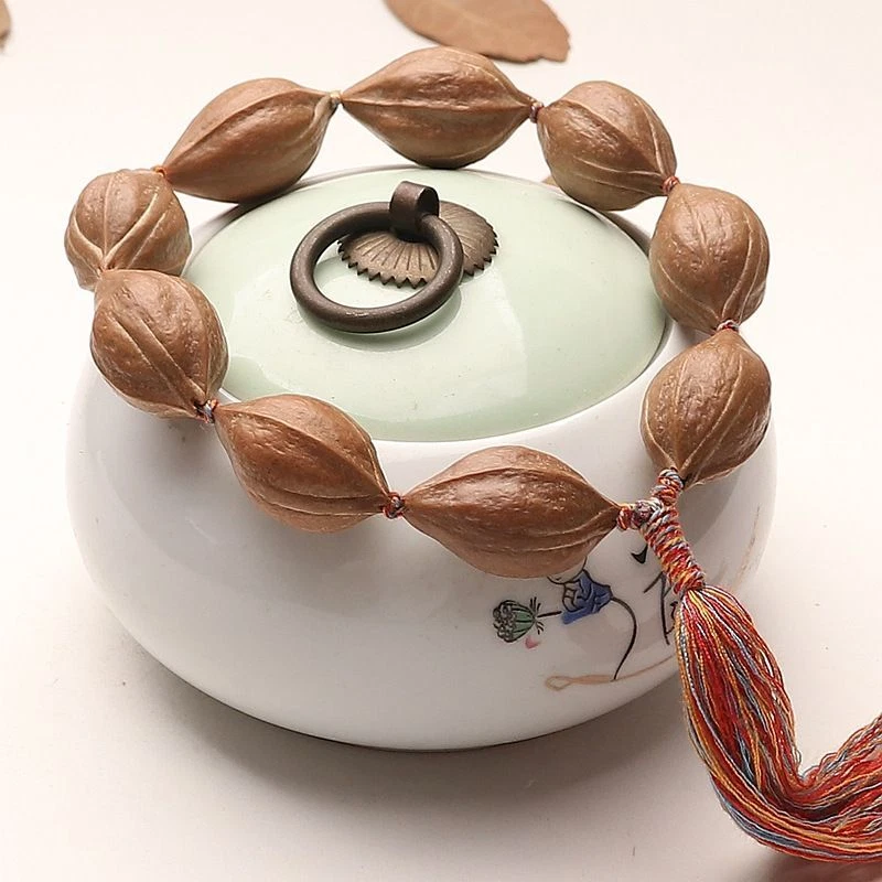 Pulsera Nuez Oliva Pulida Núcleo Crudo Punta Hierro Cuentas Wenwan Portátil Hombres Foto 2 de 4