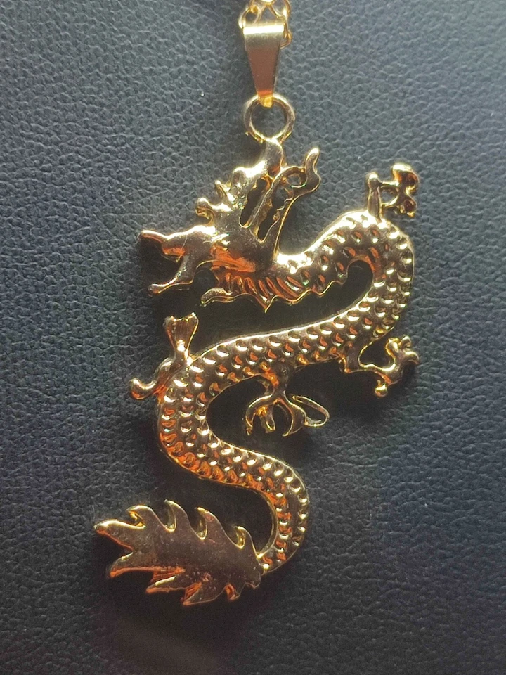 Halskette in Gold Drache Japan Design ce 3,5 Cm - Bild 2 von 4