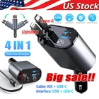 Retractable Car Charger 4 in 1 Fast Car Phone Charger 120W With USB Type C Cable