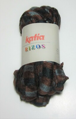 100g skein Katia RIZOS RUFFLE knitting yarn #98 BLACK GREY BROWN with Pattern