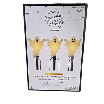 Gemmy Spooky Moods Ghost LED Candleflicker Pathway Markers Set of 3 #226286 