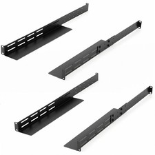 2 Set 1U Rack Mount Rails Universal 4 Post Server Rack Rail Shelf 16-29 Inch ...