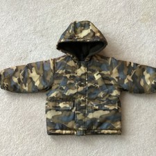 OSHKOSH 2T KIDS WINTER JACKET, REVERSIBLE,ONE SIDE CAMOUFLAGE, ZIP, SNAP, POCKET