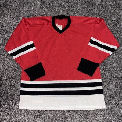 Vintage Cooper Chicago Blackhawks Jersey Blank Red Black White Hockey 1980s XL