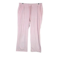 Womens Juicy Couture Pink Velour Pants Drawstring Polyester Stretch Size L