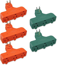 3-Prong 3-Outlet Extender Adapter, Heavy Duty Triple Grounding Outlet, 5 Pack