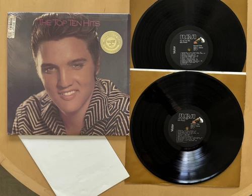 ELVIS PRESLEY ELVIS THE TOP TEN HITS 2LP+ POSTER + SHRINK + HYPE + INNER 1987 NM