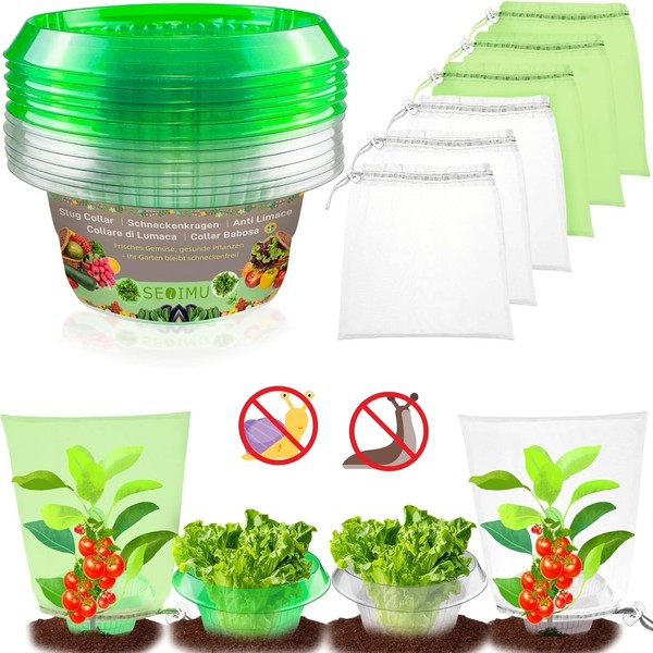 Schneckenkragen Set 12 StüCk + 12 Pflanzbeutel Schneckenschutz Ring Ø24Cm Pet-image