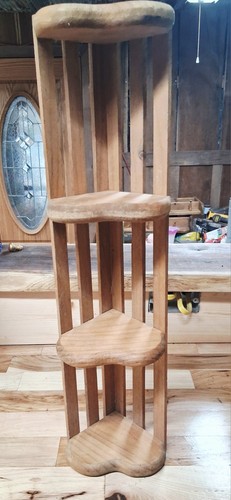 Vintage Wooden Cottagecore Rustic Heart 4 Tier Corner Trinket Shelf