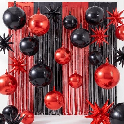 25 Pcs Red and Black Party Decorations Sets 22 Inch 4D Large Stars Balloons w...