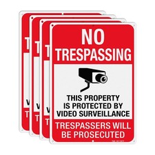 Large No Trespassing Private Property Sign Video Surveillance Sign - 14 x 10 ...