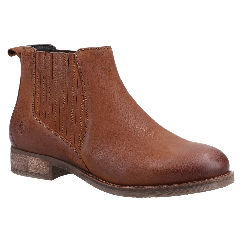 Hush Puppies Edith Bottines Cheville Cuir Marron Slip On Femme UK 4 - Photo 2/4