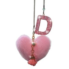 Bling Pink Car Accessories for Women Letter Charm, Rainbow Color Rear View Mi...