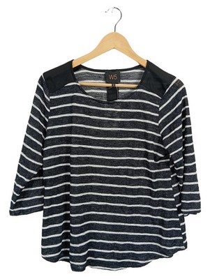 W5 Damen Langarmshirt Gestreift Schwarz Weiß Gr. 40/L Casual