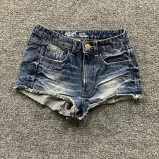 Mossimo Shorts Womens Size 7 Denim High Rise Distressed Raw Hem Cotton Cutoff