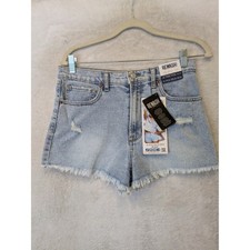 NEW Rewash Denim Shorts Women's 7/28 Light Blue The Riley Super High Rise Frayed