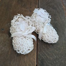 Vintage Handmade Tatted Lace Baby Shoes Booties