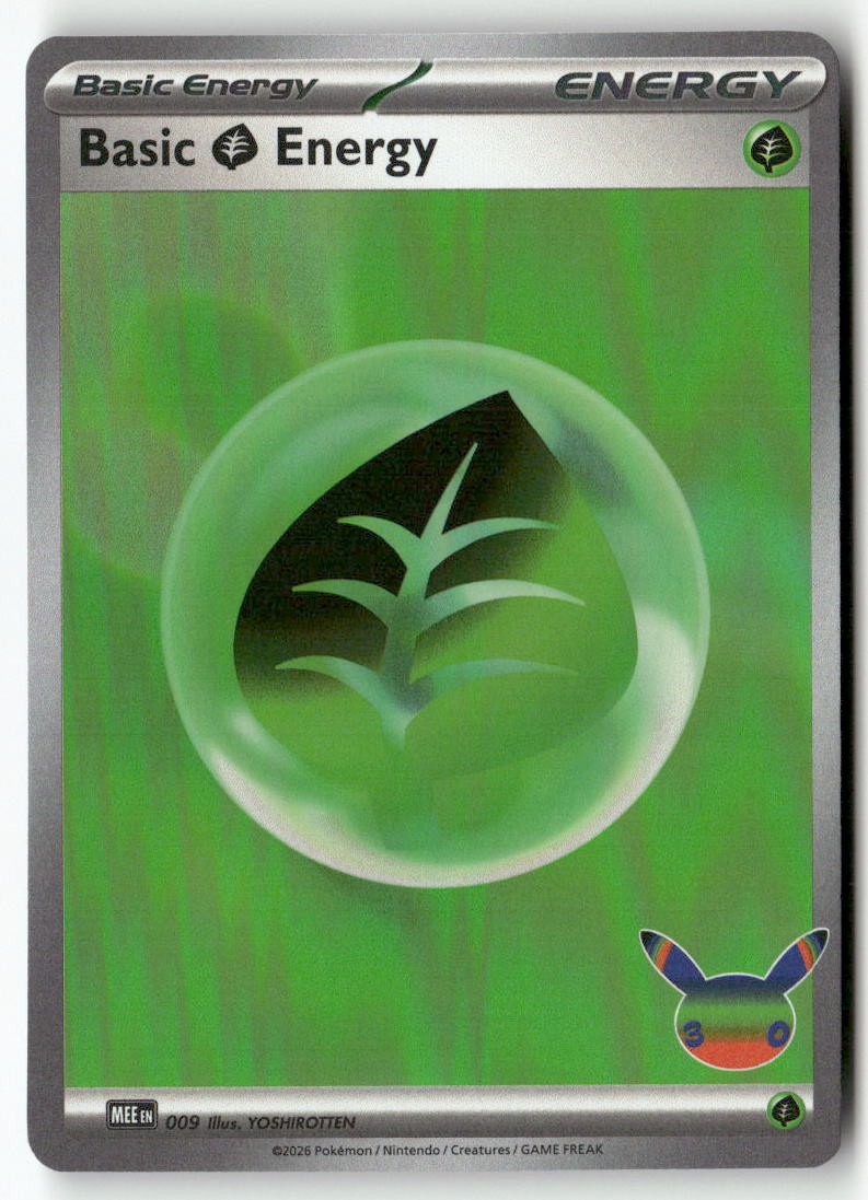 Basic Grass Energy (30th Celebration) 009 Holo MEE: Mega Evolution Pokemon NM