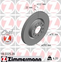 2X Bremsscheibe Zimmermann 110.2225.20 2 Bremsscheiben Hinterachse Hinten