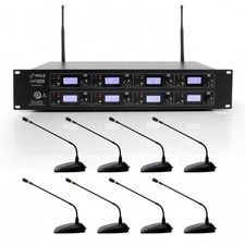 Pyle Pro 8 Channel Conference Microphone System UHF Wireless PDWM8880 Black