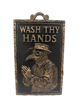 Plague Doctor 9” X  6” Wash Thy Hands Bathroom Decor Wall Art Plaque Hanging