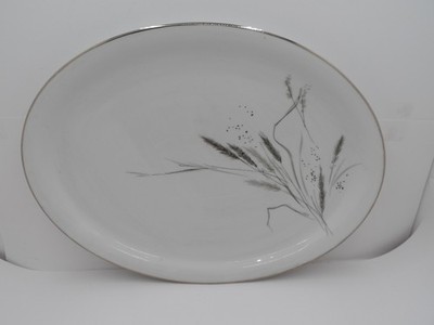 Vintage Easterling Ceres 16x12'' Oval Serving Platter Bavaria Germany Gray Wheat