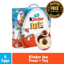 Kinder Joy Eggs 6 Pack Treat  Toy Chocolate Cream Wafer Candy 4.2oz