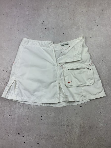 Nike City Air Mujer’s Falda Utilitaria Blanca Talla 14 Y2K Archivo Bolsillo con Cremallera