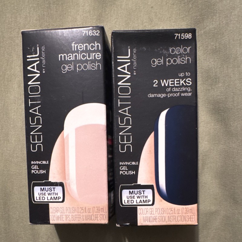 SensatioNail French Manicure & Color Gel Polish Set Clear Blue Shiny Effect