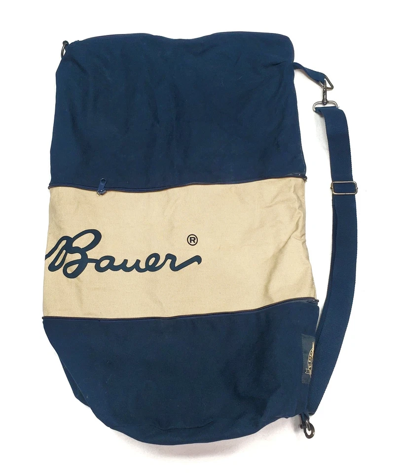 Bolso de Lona Eddie Bauer Vintage Azul Tostado Eslinga Expandible Viaje Lavandería Foto 2 de 4