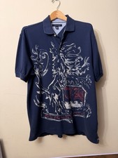 Vintage Tommy Hilfiger Polo Men's Size Large Navy Blue Big Lion Crest Rare