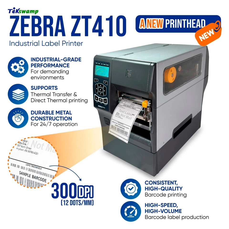 NEW PRINTHEAD Zebra ZT410 Label Printer for ANDROID iOS BLUETOOTH 1YR WARRANTY - Image 2 of 4