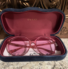 Gucci Pink Round Women's Sunglasses Tinted Plastic Lenses Designer Style