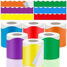 6 Rolls Bulletin Board Borders 196.8ft Colorful Self-Adhesive Classroom Decor...