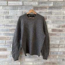 Vintage Brooks Brothers Sweater Sz Lg Gray 100 Wool Shetland Crewneck Pullover