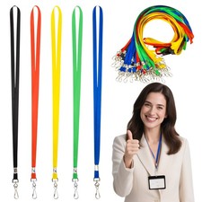 20PCS Lanyards for ID Flat Badge Lanyard, 20pcs-5 Colors 0.4" Wide 
