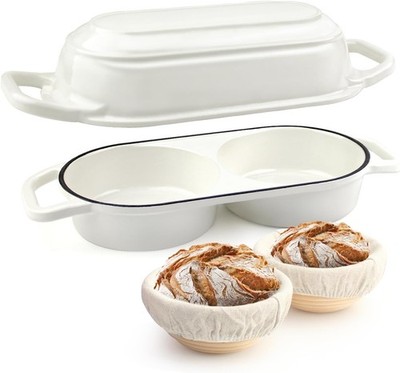 Mini Double Dutch Oven Sourdough Bread Baking Enameled Cast Iron Dutch Oven Pot