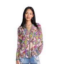 Johnny Was Noellie Paisley Print Silk Shirt C13725B3 Size Small 295